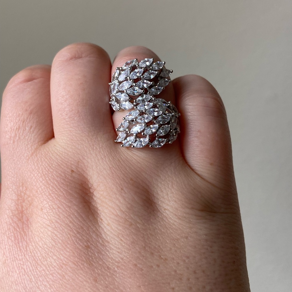 FZN Sterling silver CZ ring wings, size 9